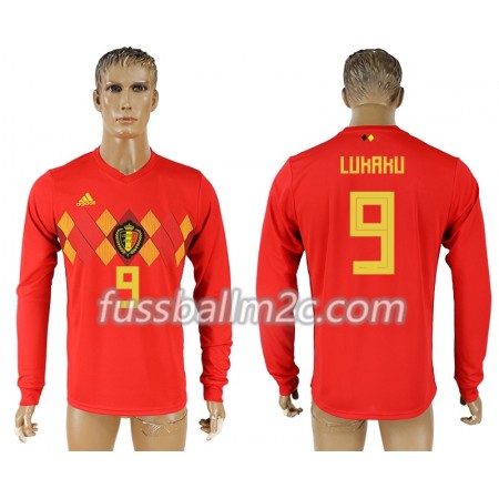 Fußballtrikots Belgien Romelu Lukaku 9 Heim Trikotsatz WM 2018 Langarm