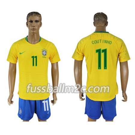 Fußballtrikots Brasilien Philippe Coutinho 11 Heim Trikotsatz WM 2018